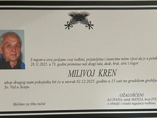 In memoriam: Milivoj Kren (1952. - 2025.) - Veliki sportski djelatnik i prijatelj In memoriam: Milivoj Kren (1952. - 2025.) - Veliki sportski djelatnik i prijatelj